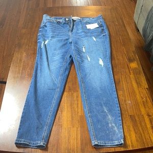 Eloquii Blue Distressed Boyfriend Jeans